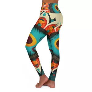 70s Vintage High Waisted Yoga Leggings (AOP)