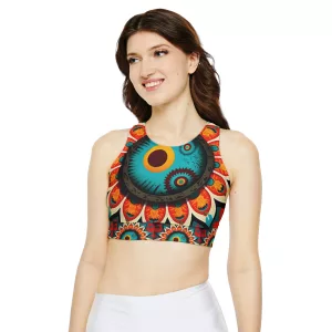 70s vintage Fully Lined, Padded Sports Bra (AOP)